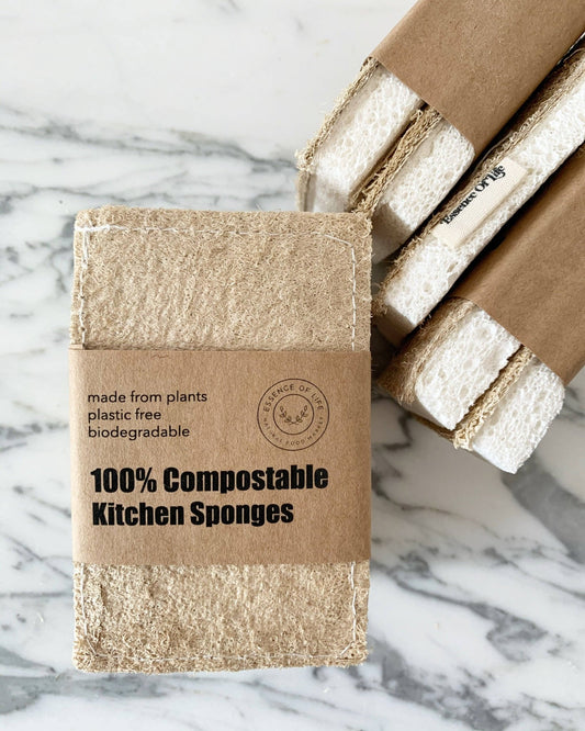 100% Compostable Kitchen Sponges, 2 pack - oh-eco