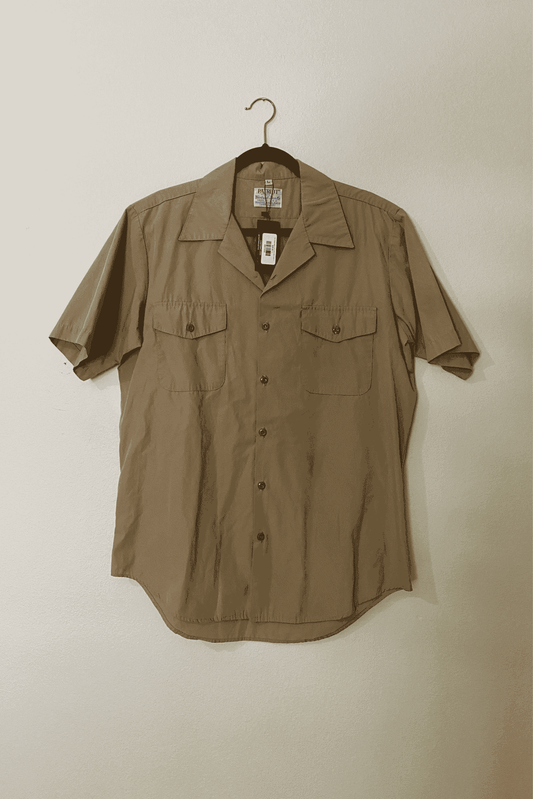 70s Vintage Made in USA Khaki Safari Button Up Shirt / L - oh-eco