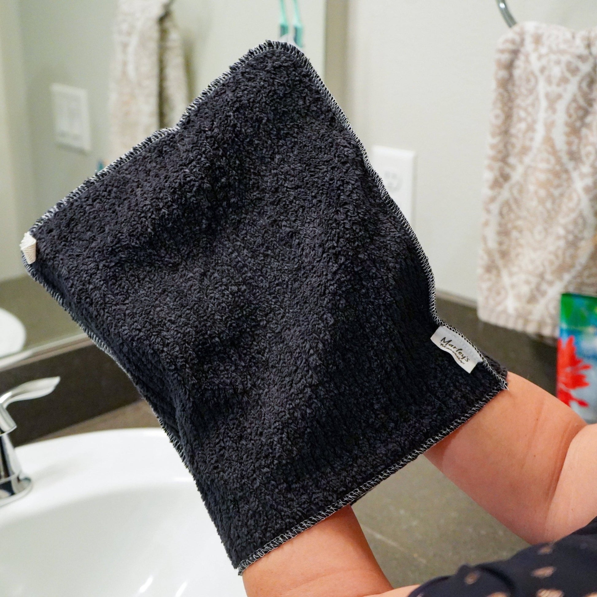 Makeup Towel: Black Cotton Chenille - oh-eco