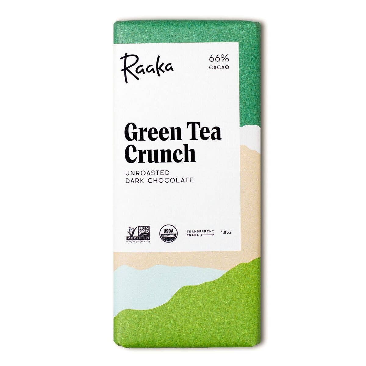 66% Green Tea Crunch Chocolate Bar